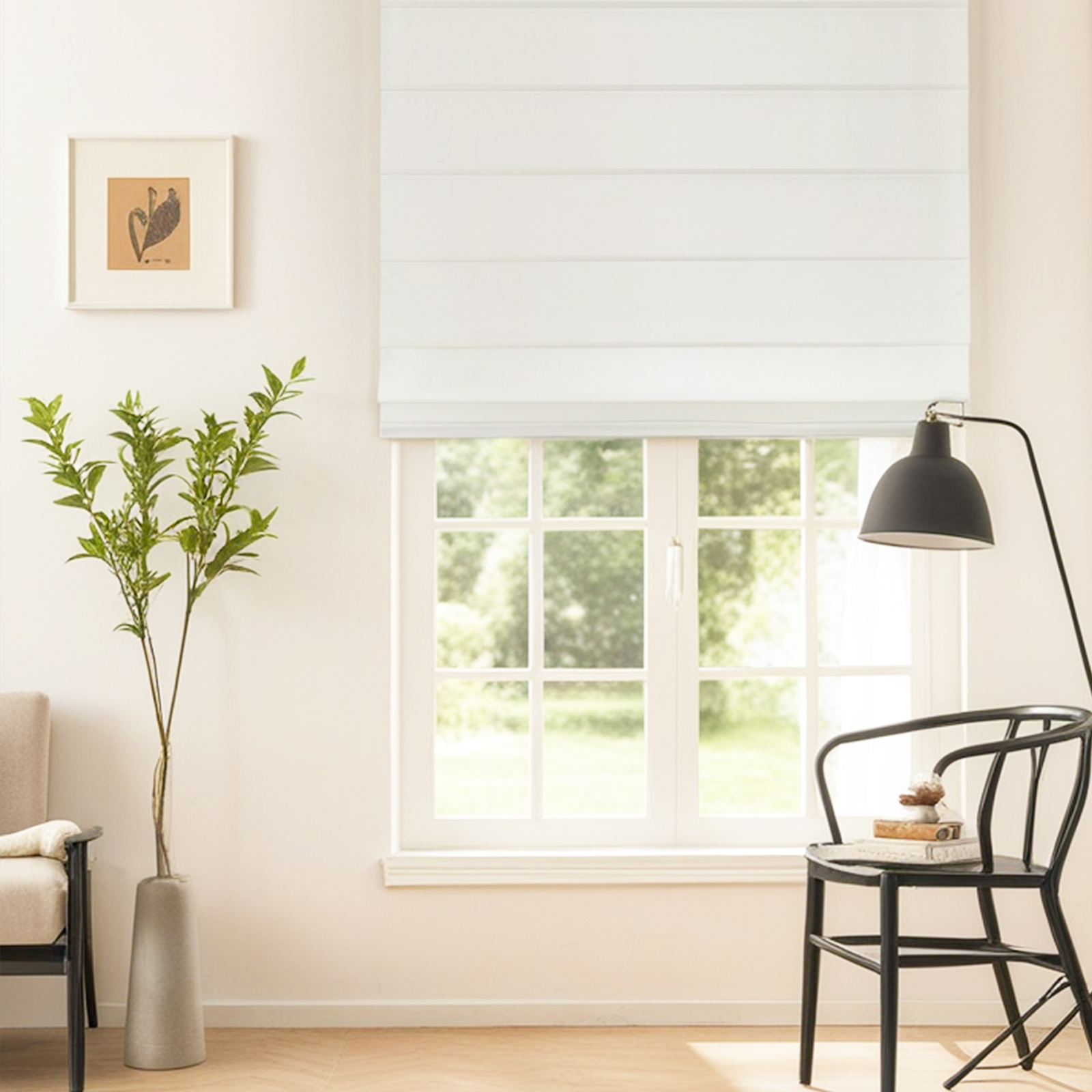 Cordless Roman blinds, 90% blackout, polyester fabric, suitable for windows, doors, French doors, and kitchen windows