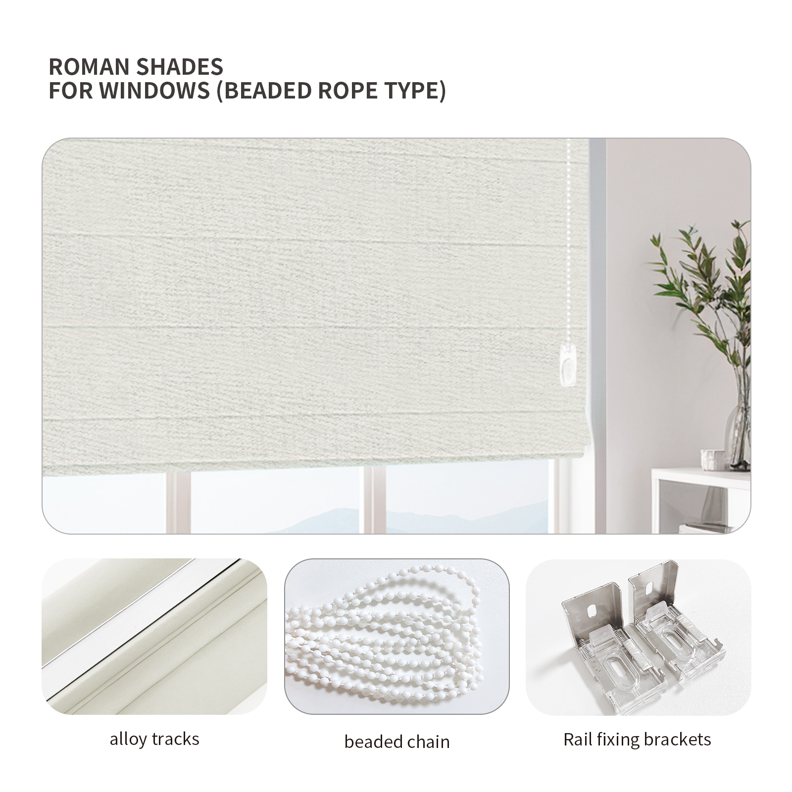 Corded Roman blinds, 90% blackout, UV-resistant and heat-insulating, suitable for bedrooms and living rooms - Image 3