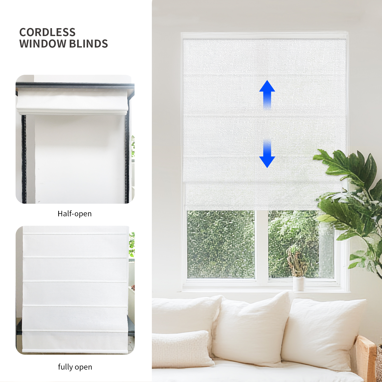 Cordless Roman blinds, 50% light-blocking, with UV protection, Suitable for hotels, offices, and homes - Image 4
