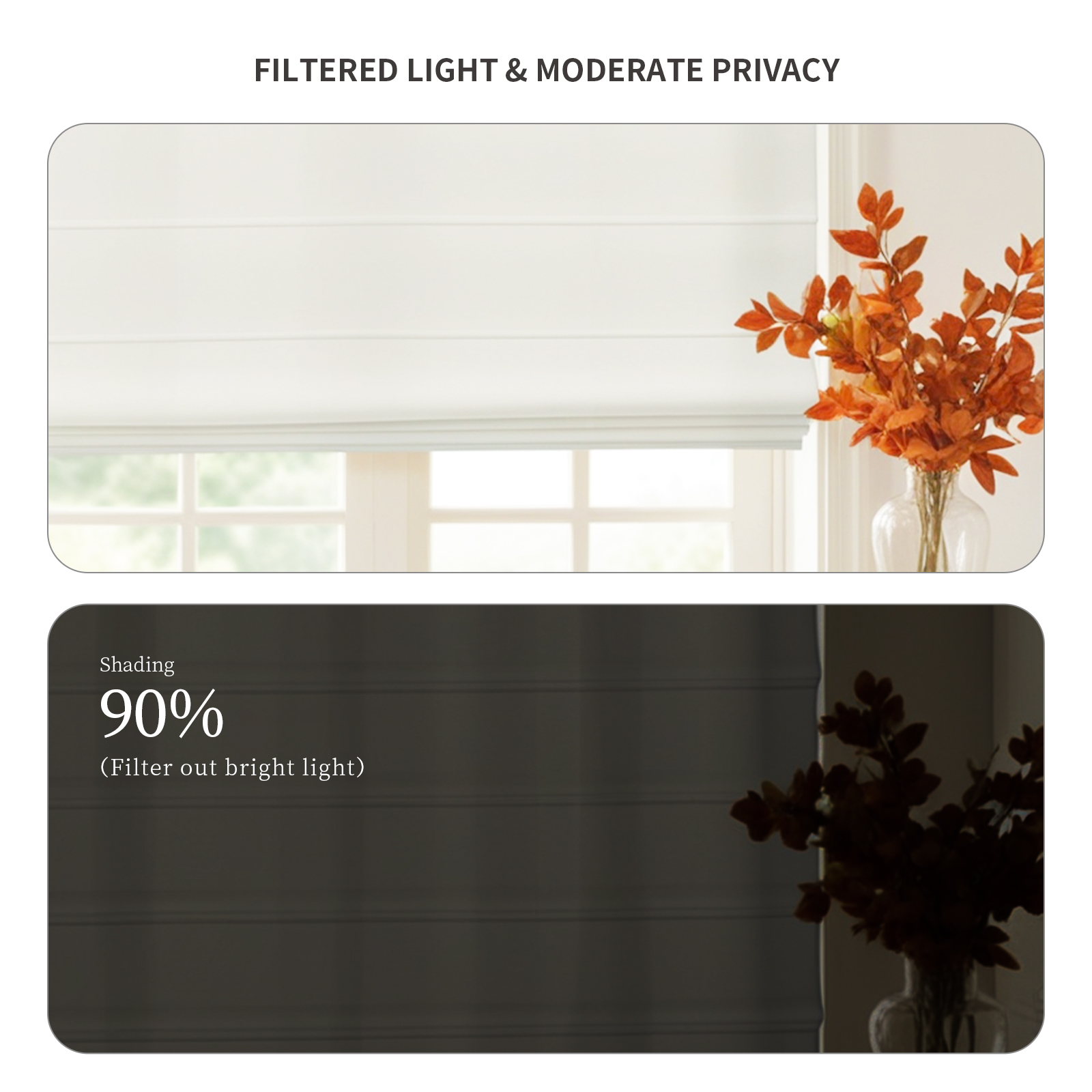 Cordless Roman blinds, 90% blackout, polyester fabric, suitable for windows, doors, French doors, and kitchen windows - Image 4