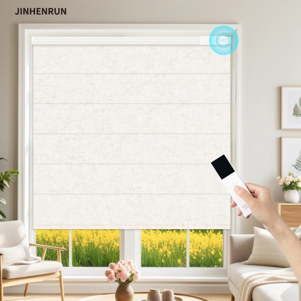 Electric Roman Blinds, 50% Louver Blackout, UV-Blocking Curtains, Suitable for Indoor Windows