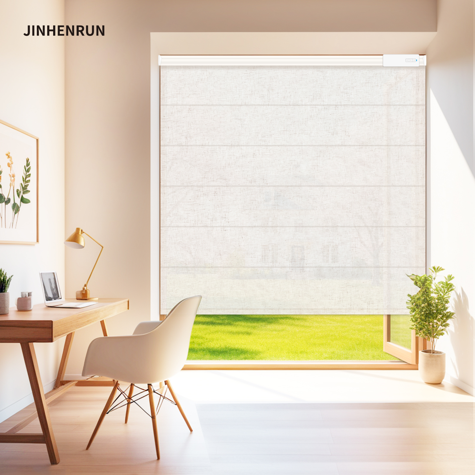 Electric Roman Blinds, 50% Louver Blackout, UV-Blocking Curtains, Suitable for Indoor Windows - Image 2