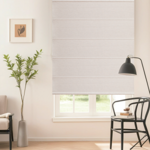 Cordless Roman blinds, 100% blackout, with UV protection, linen fabric, suitable for home, hotel, and office