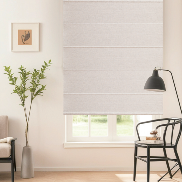 Cordless Roman blinds, 100% blackout, with UV protection, linen fabric, suitable for home, hotel, and office